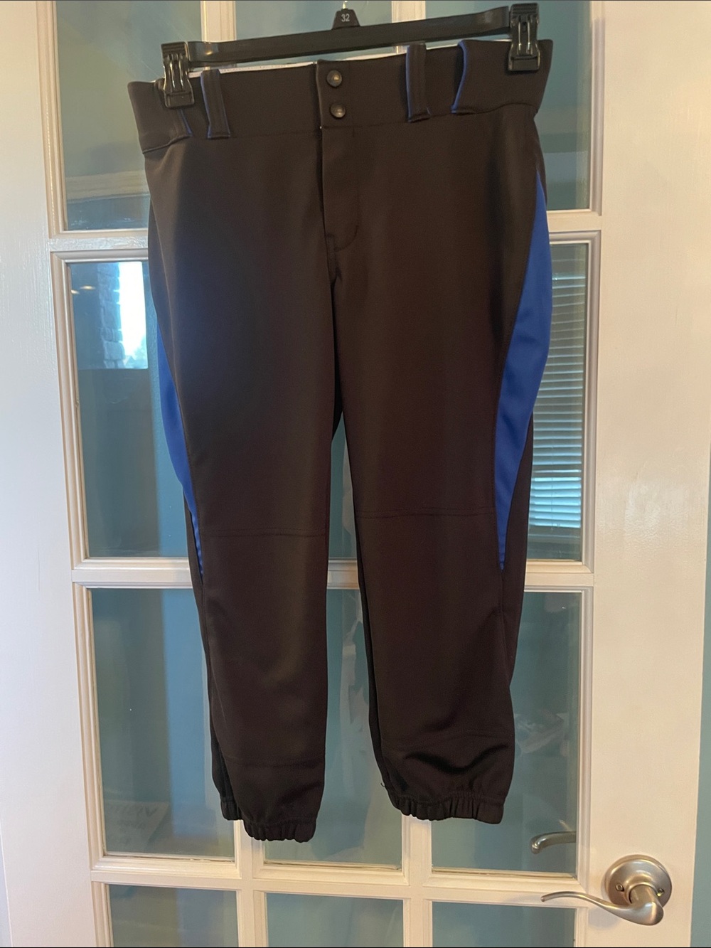 Black Pants with Blue Side Panels - Women's Softball Knickers